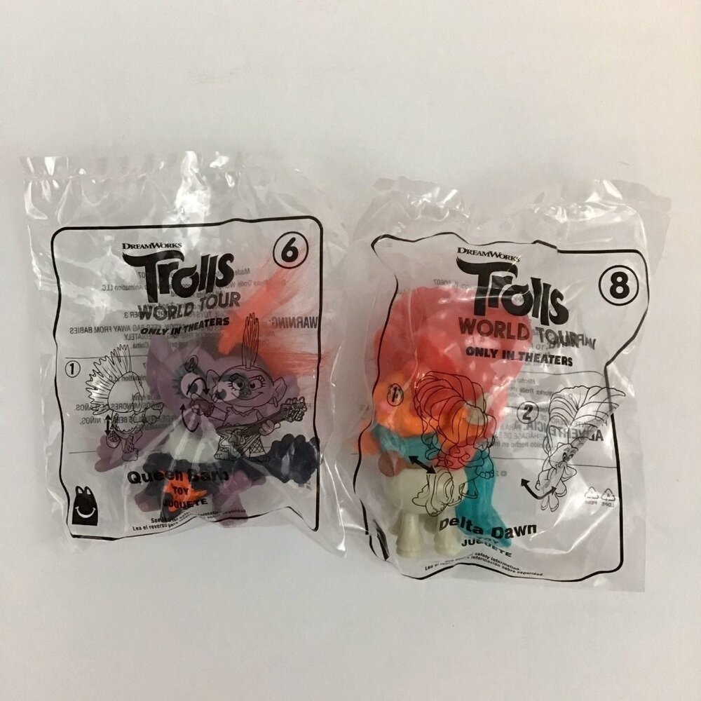 Dreamworks Trolls World Tour Toy Mini Figures Queen Barb Delta Dawn Lot of 2
